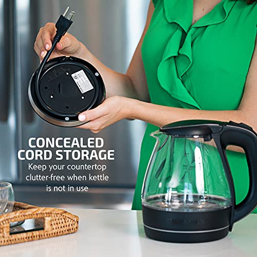 OVENTE Electric Kettle, 1.5L Borosilicate Glass Countertop Water Heater and Boiler for Coffee or Tea, BPA-Free, Auto Shut-Off, Boil-Dry Protection, Removable and Washable Spout Filter, Black KG83B - Image 5