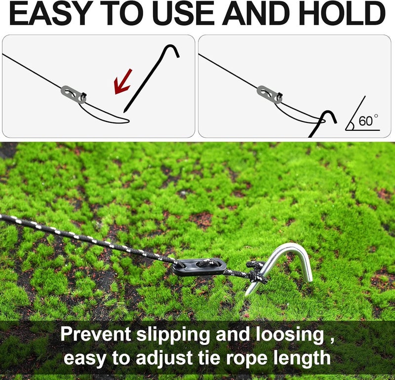 Sosation 36 Pieces Inflatable Stakes and Tethers Tent Stakes Tethers with Hook Replacement Tethers and Aluminum Metal Stakes Yard Inflatable Spikes Accessories for Summer Holiday Garden Lawn Camping - Image 2