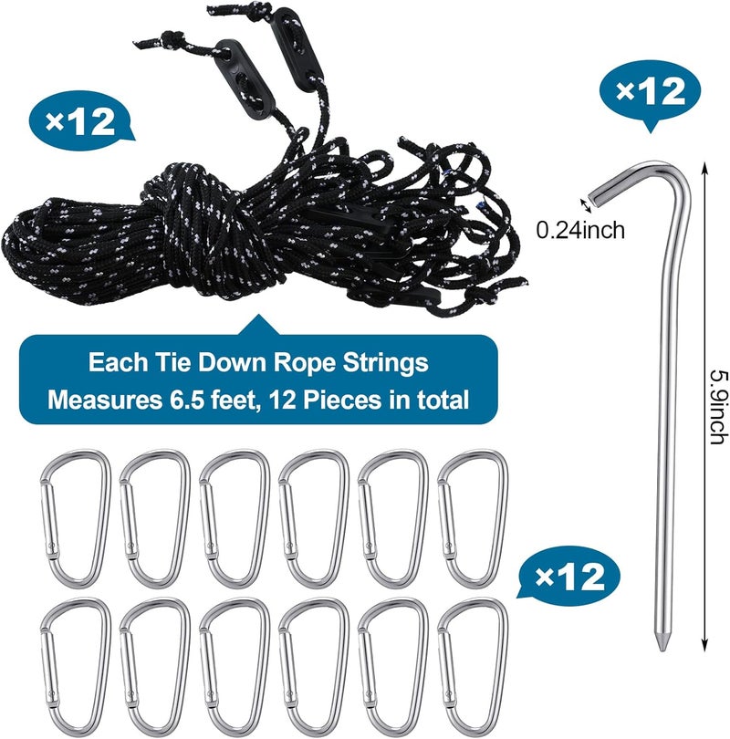 Sosation 36 Pieces Inflatable Stakes and Tethers Tent Stakes Tethers with Hook Replacement Tethers and Aluminum Metal Stakes Yard Inflatable Spikes Accessories for Summer Holiday Garden Lawn Camping - Image 3