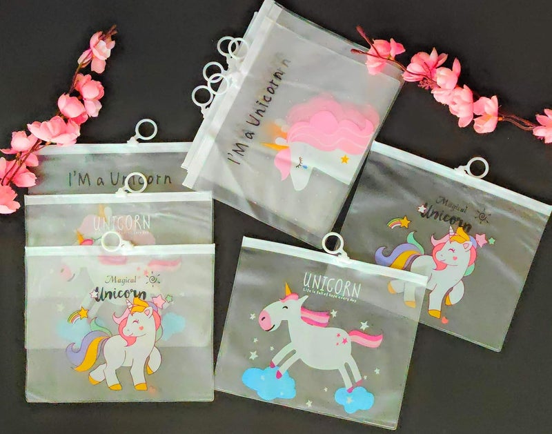 Tera13 Return Gifts for Girls - Unicorn Theme A5 Size Document File Folder (12 Pcs) - Birthday Pouch for Kids, Kanjak Gift, Multi-Coloured - Image 1