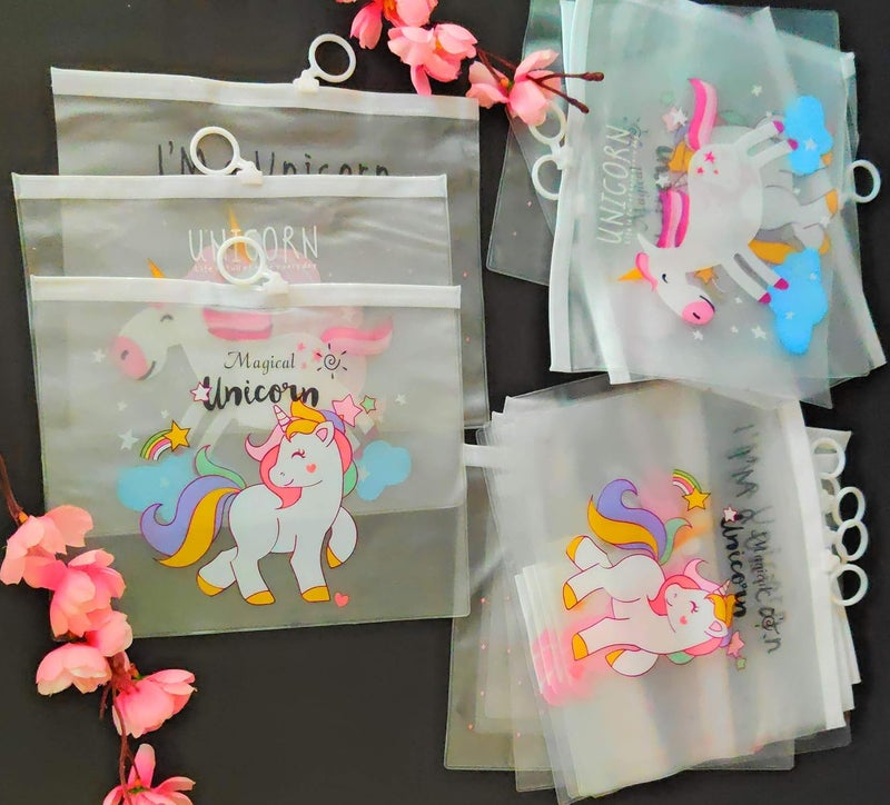 Tera13 Return Gifts for Girls - Unicorn Theme A5 Size Document File Folder (12 Pcs) - Birthday Pouch for Kids, Kanjak Gift, Multi-Coloured - Image 3