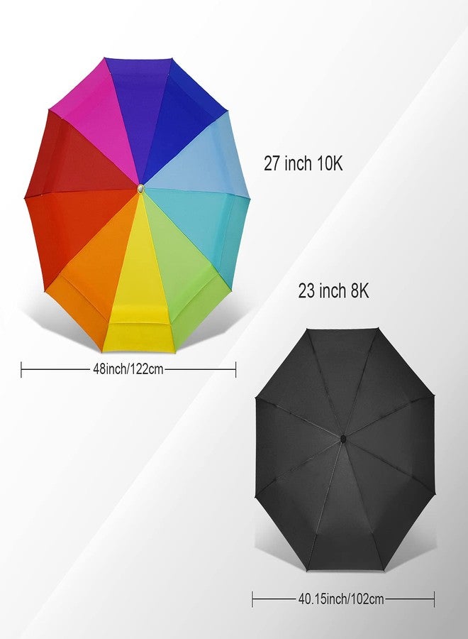 Lejorain Large Golf Umbrella Windproof - Oversized 54inch Double Layer Rainbow 10Ribs Folding Travel Umbrella Compact Auto Open Close for Rain Women/Men - Image 3