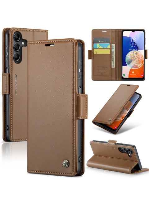 Premium PU Leather Wallet Case for Samsung Galaxy A15 4G\/5G - Brown