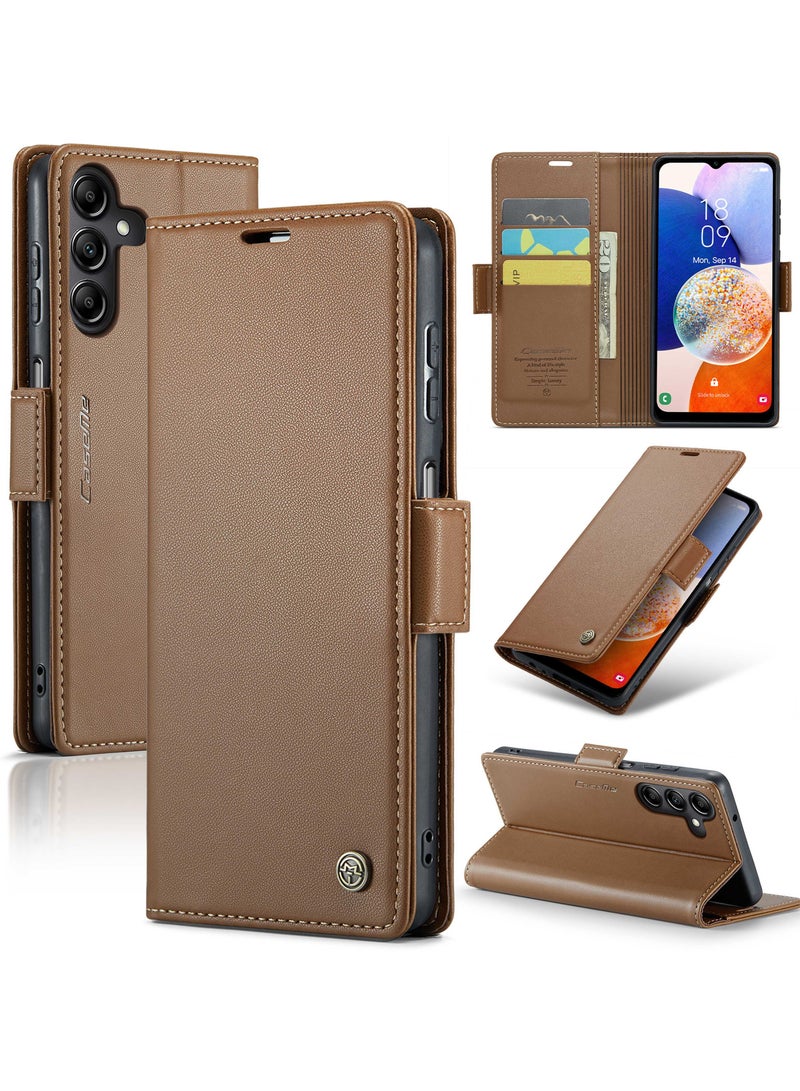 Premium PU Leather Wallet Case for Samsung Galaxy A15 4G\/5G - Brown - Image 1