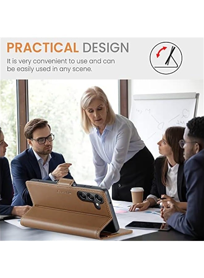 Premium PU Leather Wallet Case for Samsung Galaxy A15 4G\/5G - Brown - Image 4