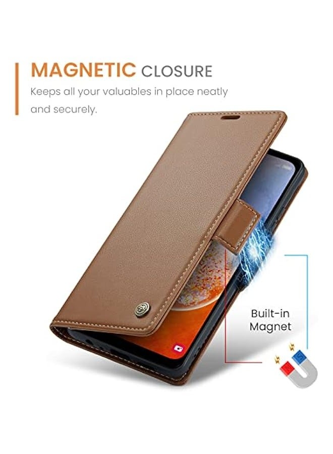 Premium PU Leather Wallet Case for Samsung Galaxy A15 4G\/5G - Brown - Image 5