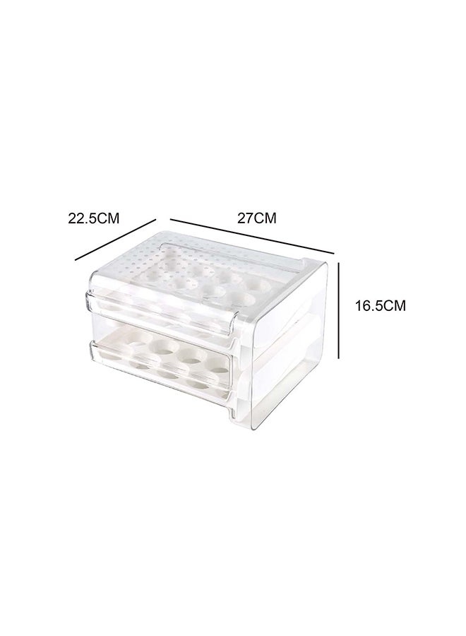 ايست من نون صناديق تنظيم تخزين البيض ذات السعة الكبيرة المكونة من طبقتين مع مقابض، حامل بيض منزلي للثلاجة شفاف 22 × 16.5 × 27 سم - Image 2