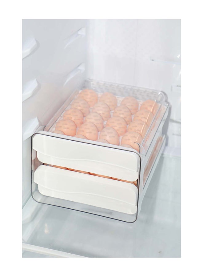 ايست من نون صناديق تنظيم تخزين البيض ذات السعة الكبيرة المكونة من طبقتين مع مقابض، حامل بيض منزلي للثلاجة شفاف 22 × 16.5 × 27 سم - Image 4