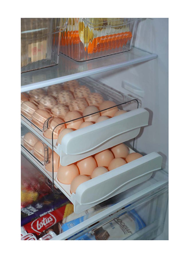 ايست من نون صناديق تنظيم تخزين البيض ذات السعة الكبيرة المكونة من طبقتين مع مقابض، حامل بيض منزلي للثلاجة شفاف 22 × 16.5 × 27 سم - Image 5
