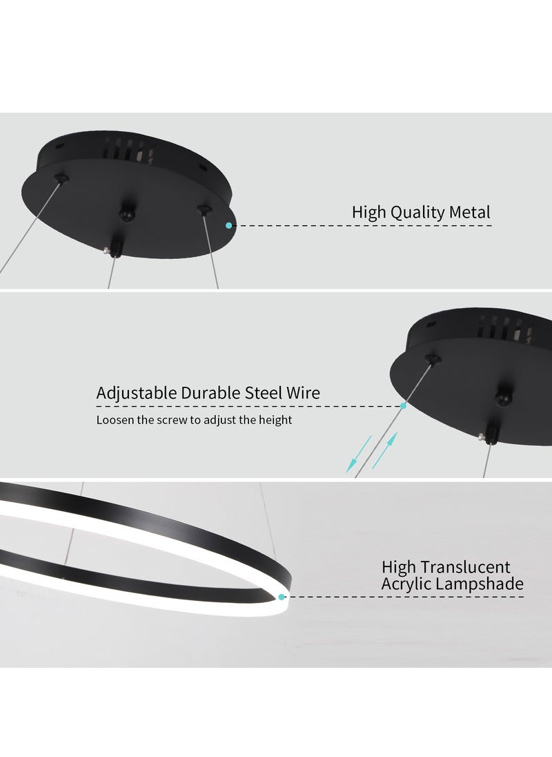 YATAI LIGHTING Modern LED Pendant Light,3 Color Dimming Modern Led Chandelier With Remote Control,1 Ring Black Adjustable Height Chandelier for Dining Room,Kitchen 23W  - Image 4