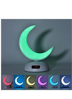 Equantu Arabic Quran Speaker LED Moon Light Colorful Lamp Azan Alarm Clock  - Image 3