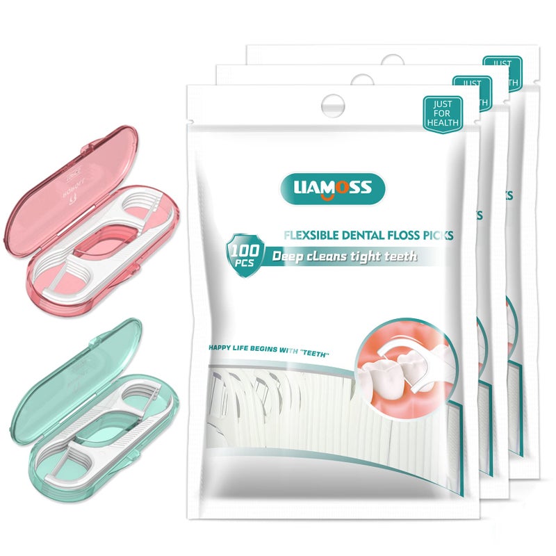 LIAMOSS Dental Floss Picks of 320 Count Triple Clean Toothpicks Sticks,Work Smooth Perefct for Tight Teeth,Especially for Sweet Tooth,Helps Fight Dental Caries,Gum Health(3 Pack) - Image 1