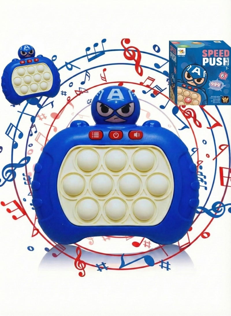 REZZOSS Captain America Speed Push Pop It Game – Electronic Light Up Sensory Fidget Toy for Kids | Marvel Superhero Handheld Memory & Reflex Puzzle Console | Fast Bubble Popping Challenge with Music | Birthday Gift for Boys & Girls 3+ - Image 1