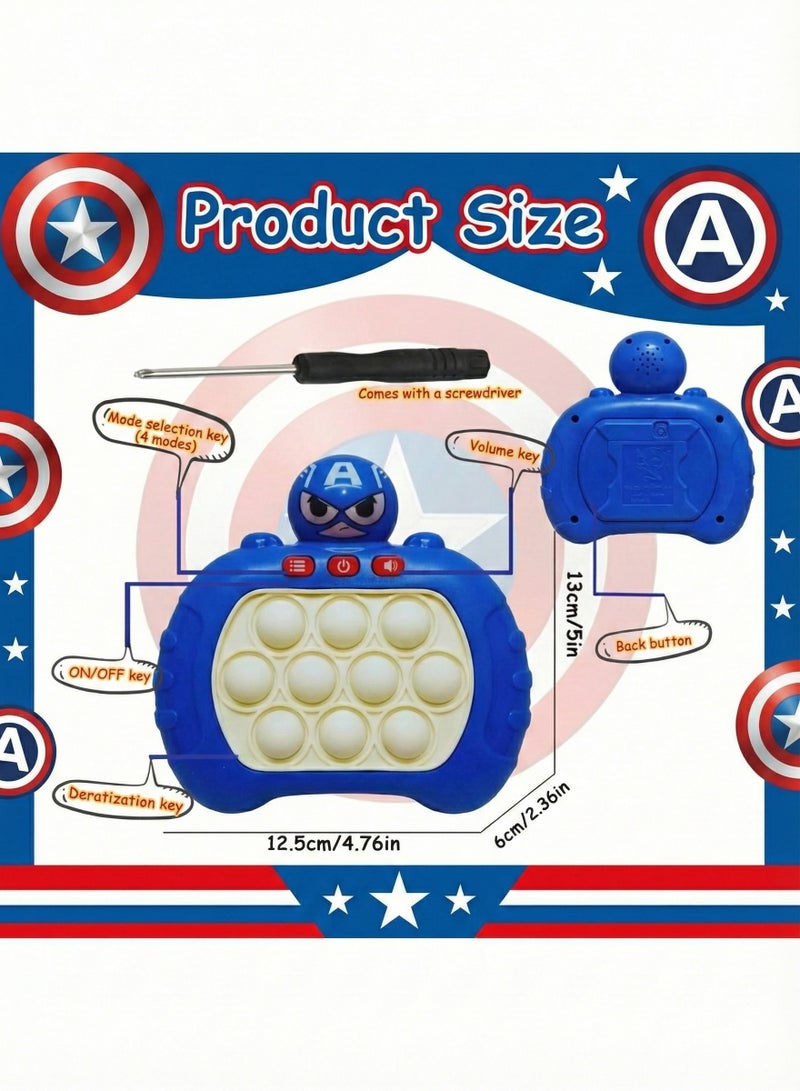 REZZOSS Captain America Speed Push Pop It Game – Electronic Light Up Sensory Fidget Toy for Kids | Marvel Superhero Handheld Memory & Reflex Puzzle Console | Fast Bubble Popping Challenge with Music | Birthday Gift for Boys & Girls 3+ - Image 2