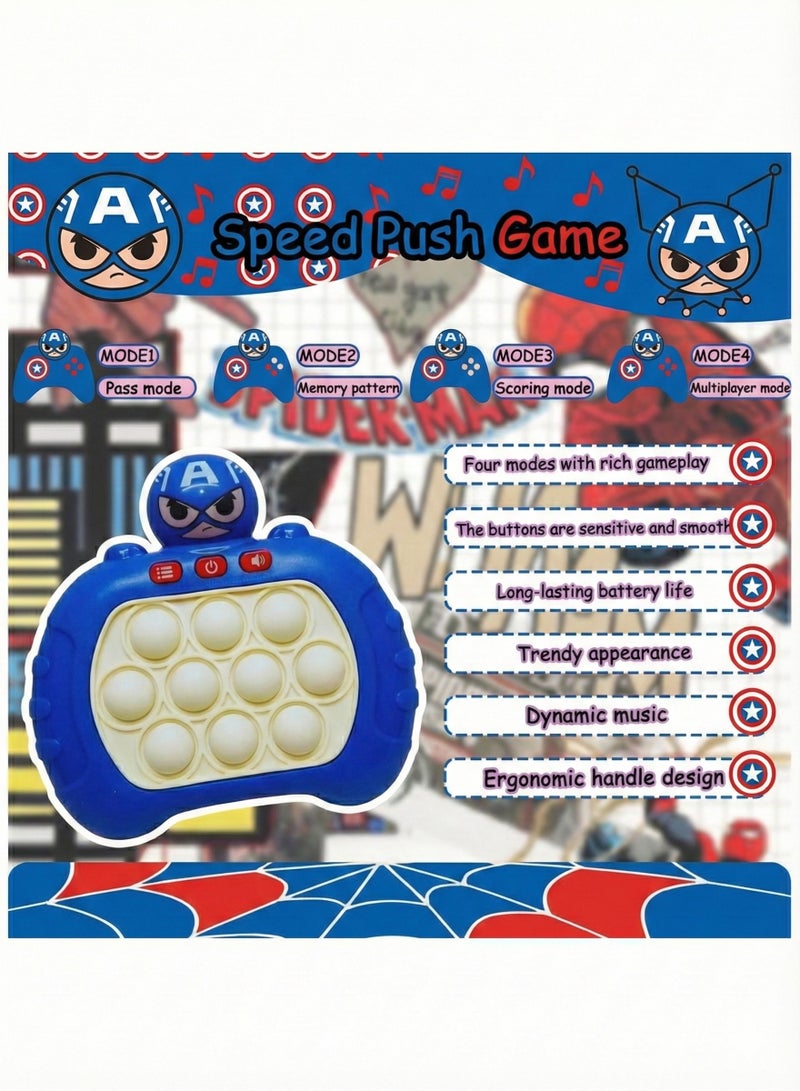 REZZOSS Captain America Speed Push Pop It Game – Electronic Light Up Sensory Fidget Toy for Kids | Marvel Superhero Handheld Memory & Reflex Puzzle Console | Fast Bubble Popping Challenge with Music | Birthday Gift for Boys & Girls 3+ - Image 5