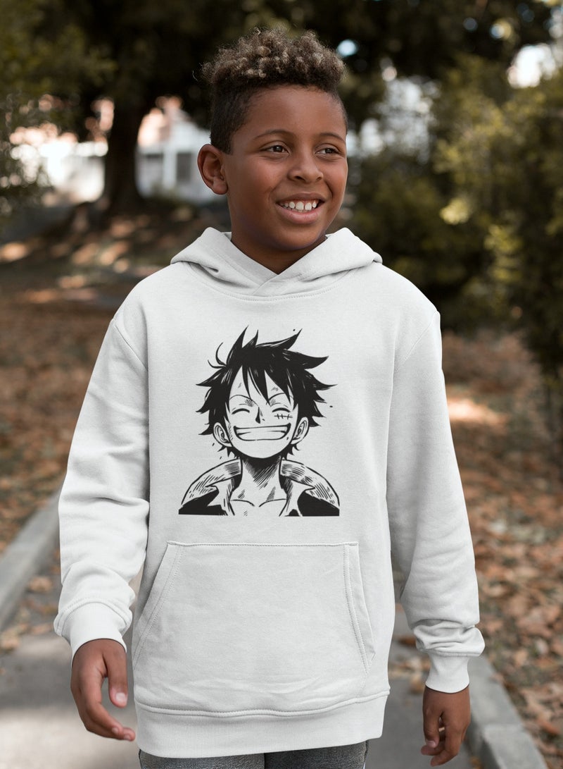 ZOOM 'One Piece' White Hoodie Printed 