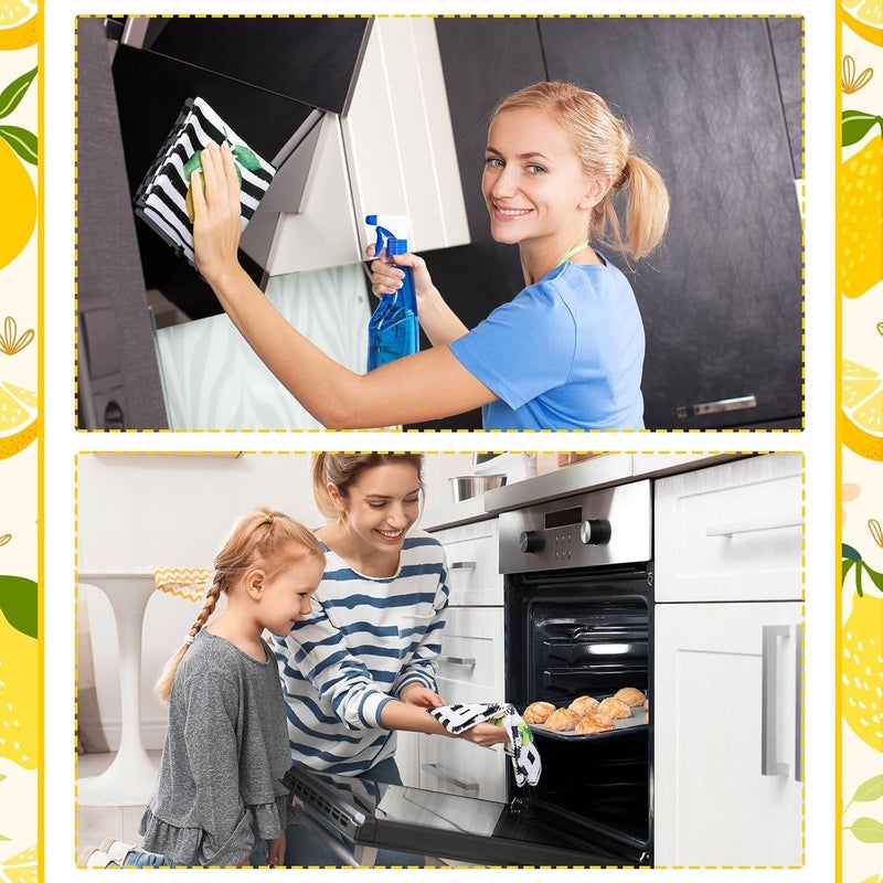 Bencailor 4 Pcs Lemon Kitchen Towels Lemonade Dish Towels Gnome Black and White Decorative Hand Tea Dishcloths with Hanging Loop for Home Housewarming Gift Kitchen Decor Accessories - Image 2