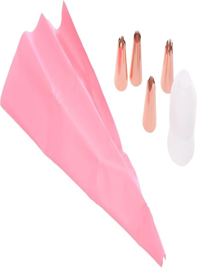 Rocky Silicone Icing Set + 4 Copper Rose Gold Piping Tips-T-1276