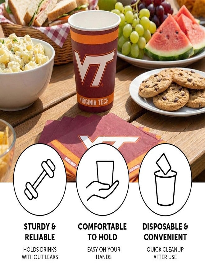 Desert Cactus Virginia Tech Paper Cups VT Hokies 20 Count 9 Ounce Cold Beverage for Tailgates, Graduation, Party and Game Day Decoration (Design A) - Image 3