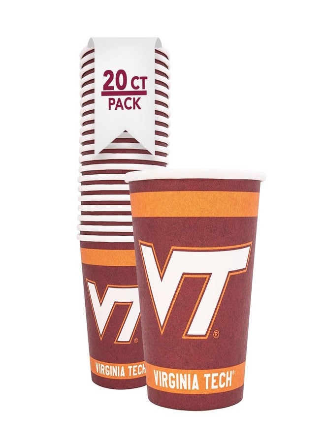 Desert Cactus Virginia Tech Paper Cups VT Hokies 20 Count 9 Ounce Cold Beverage for Tailgates, Graduation, Party and Game Day Decoration (Design A) - Image 1