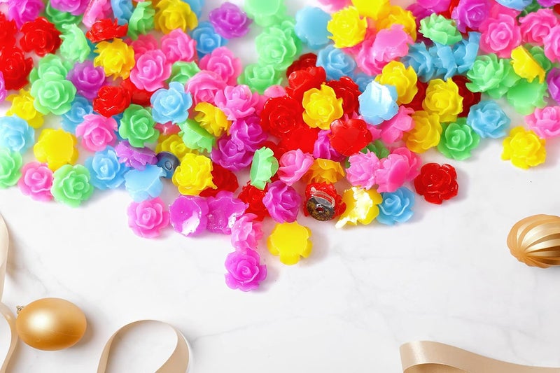 Shivarth Shivarth Acrylic Multicolour Rose Shape Flower Loose Beads for Handmade Beads Accessories Set for Necklace, Earrings, Bracelets Jewellery Embroidery Making for Art and carfts (20pcs 10MM)  - Image 1
