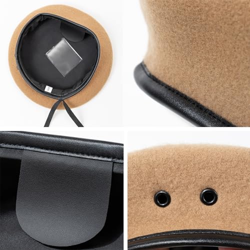 Gajaous British Military Berets with Leather Sweatband, Adjustbale Army Wool Beret for Men & Women - Image 2