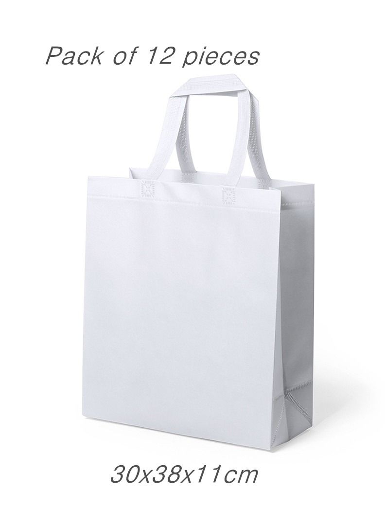 giftex Pack of 12pcs White Non-woven Bags  - Image 1