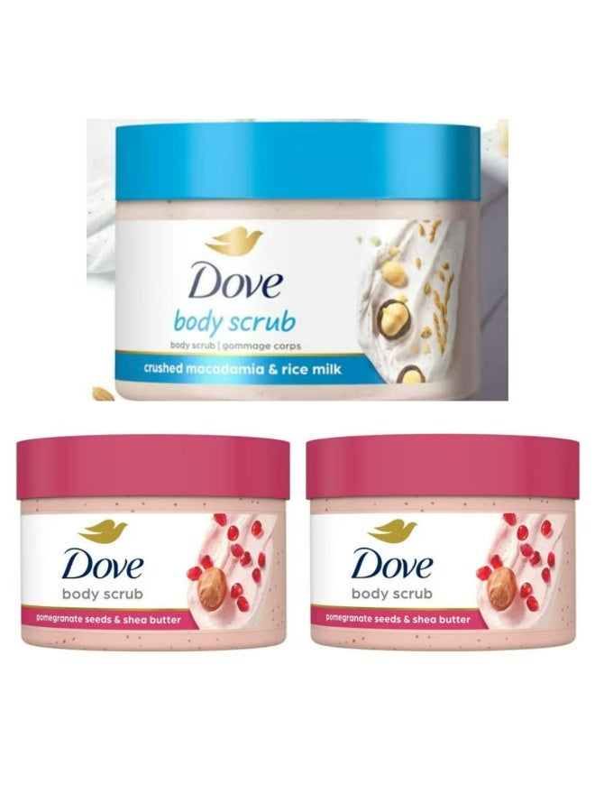 Dove Exfoliating Body Polish Scrub Reveals Visibly Smoother Skin Set 298g 3 Pcs