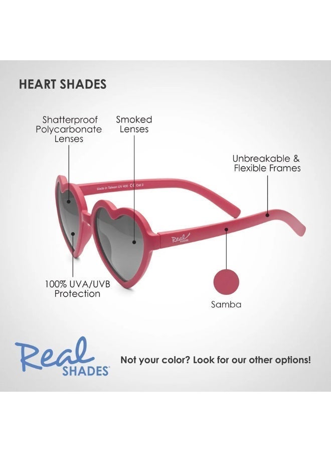 REAL SHADES Heart Polarized Sunglasses for Kids 4+ Matte Samba, Red Mirror Lens, 100% UV400 Protection, Unbreakable Flex Frames, Shatterproof Lenses - Image 3
