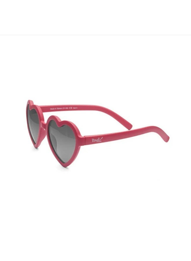 REAL SHADES Heart Polarized Sunglasses for Kids 4+ Matte Samba, Red Mirror Lens, 100% UV400 Protection, Unbreakable Flex Frames, Shatterproof Lenses - Image 1
