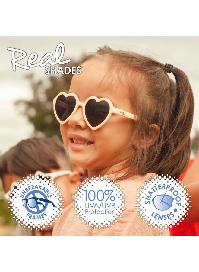 REAL SHADES Heart Polarized Sunglasses for Kids 4+ Matte Samba, Red Mirror Lens, 100% UV400 Protection, Unbreakable Flex Frames, Shatterproof Lenses - Image 2