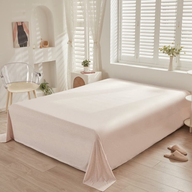 LIFETOWN LIFETOWN 100% Jersey Knit Cotton Bed Sheet Ultra Soft T-Shirt Feel Bedding Sheet 1 Piece Flat Sheet Breathable Wrinkle-Free (Beige  Queen)  - Image 5
