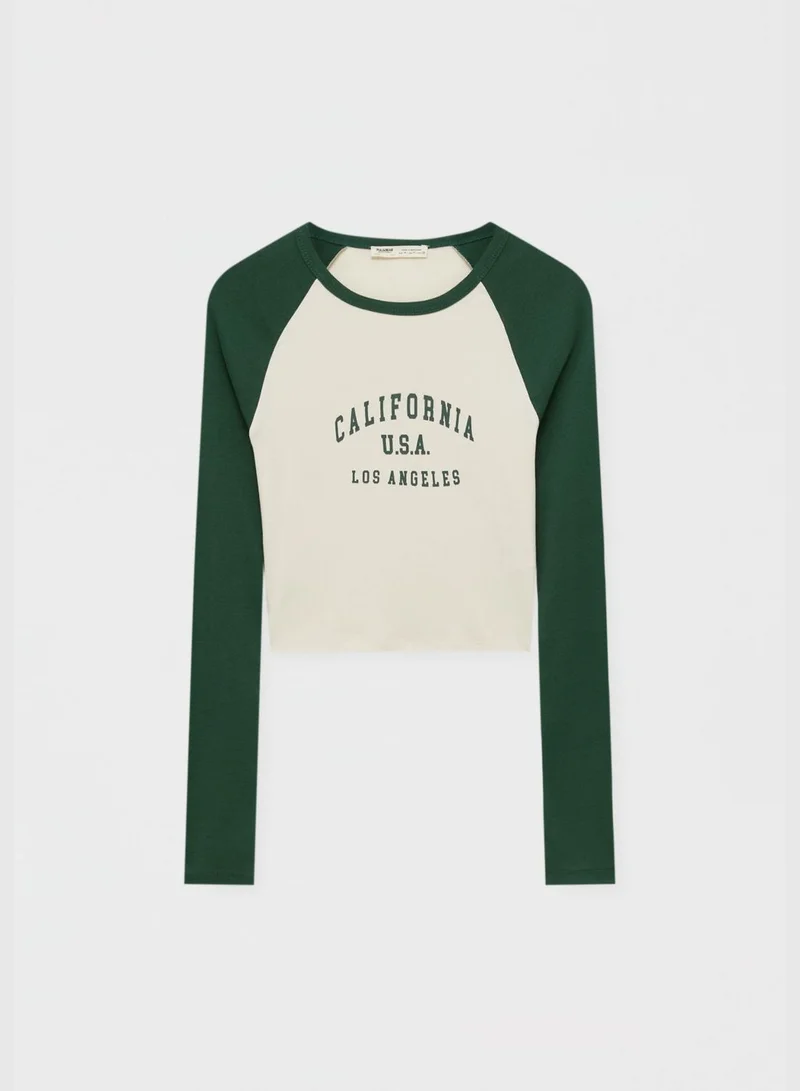 PULL&BEAR Contrasting raglan sleeve T-shirt
