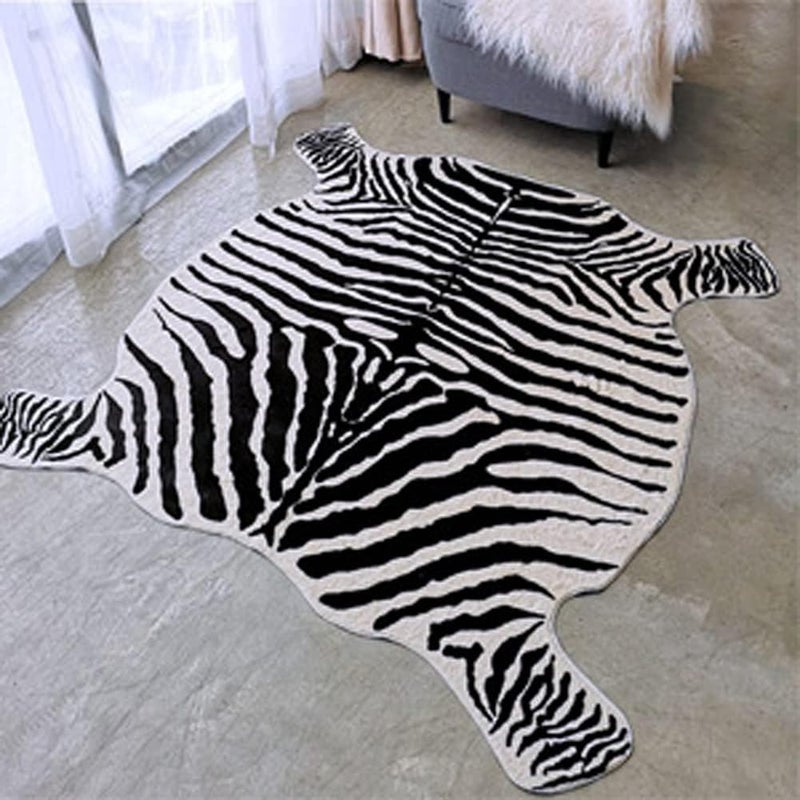 Seek4comfortable Zebra Print Rug Faux Animal Printed Skin Area Rug Carpets for Home,Living Room, Office ，Yellowish Cream Color (4.9x4.6 Feet) - Image 3