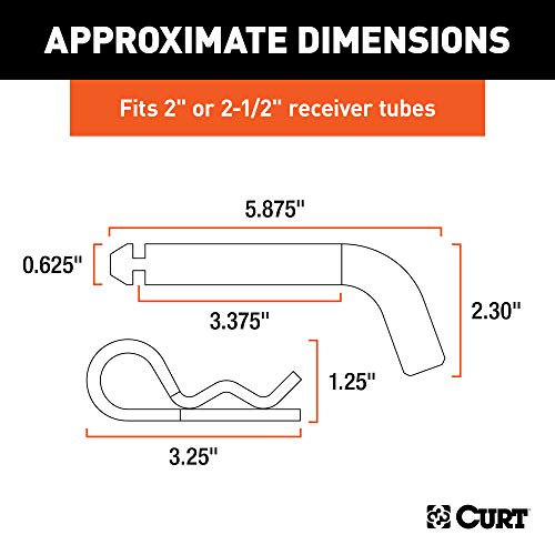 CURT 21583 Trailer Hitch Pin & Clip with Grooved Head, 5/8-Inch Diameter, Fits 2 or 2-1/2-Inch Receiver - Image 2