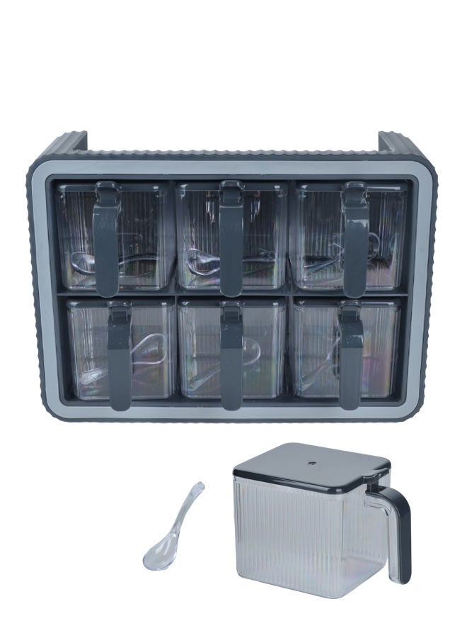 بارونس طقم برطمانات بهارات بلاستيك 6 قطع مع حامل باللون الرمادي/الأسود (صنع في تركيا) - Image 2