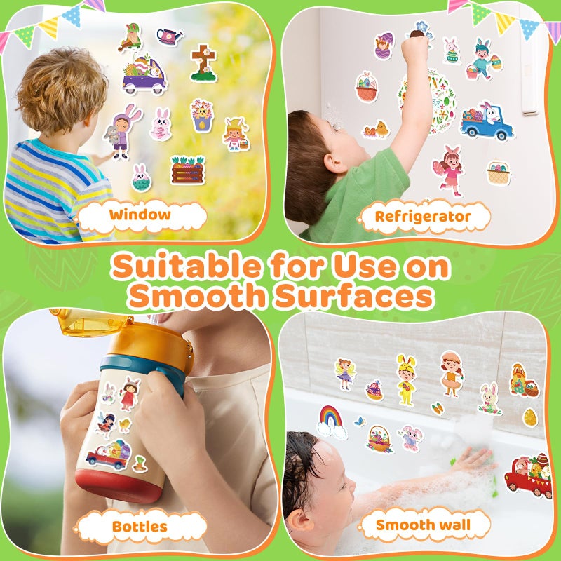 Uranus&No.1 4 Sets Easter Reusable Sticker Books for Kids 2-4, Activities Books for Toddlers 1-3, Arts and Crafts Removable Jelly Stickers for Girls Boys, Travel Toys Holiday Gifts Easter Basket Stuffers - Image 5