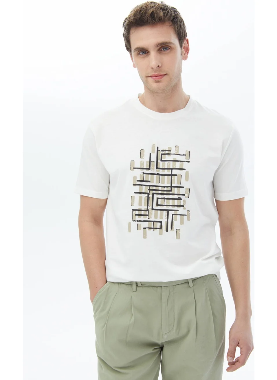كيب Mink Printed Crew Neck Cotton T-Shirt