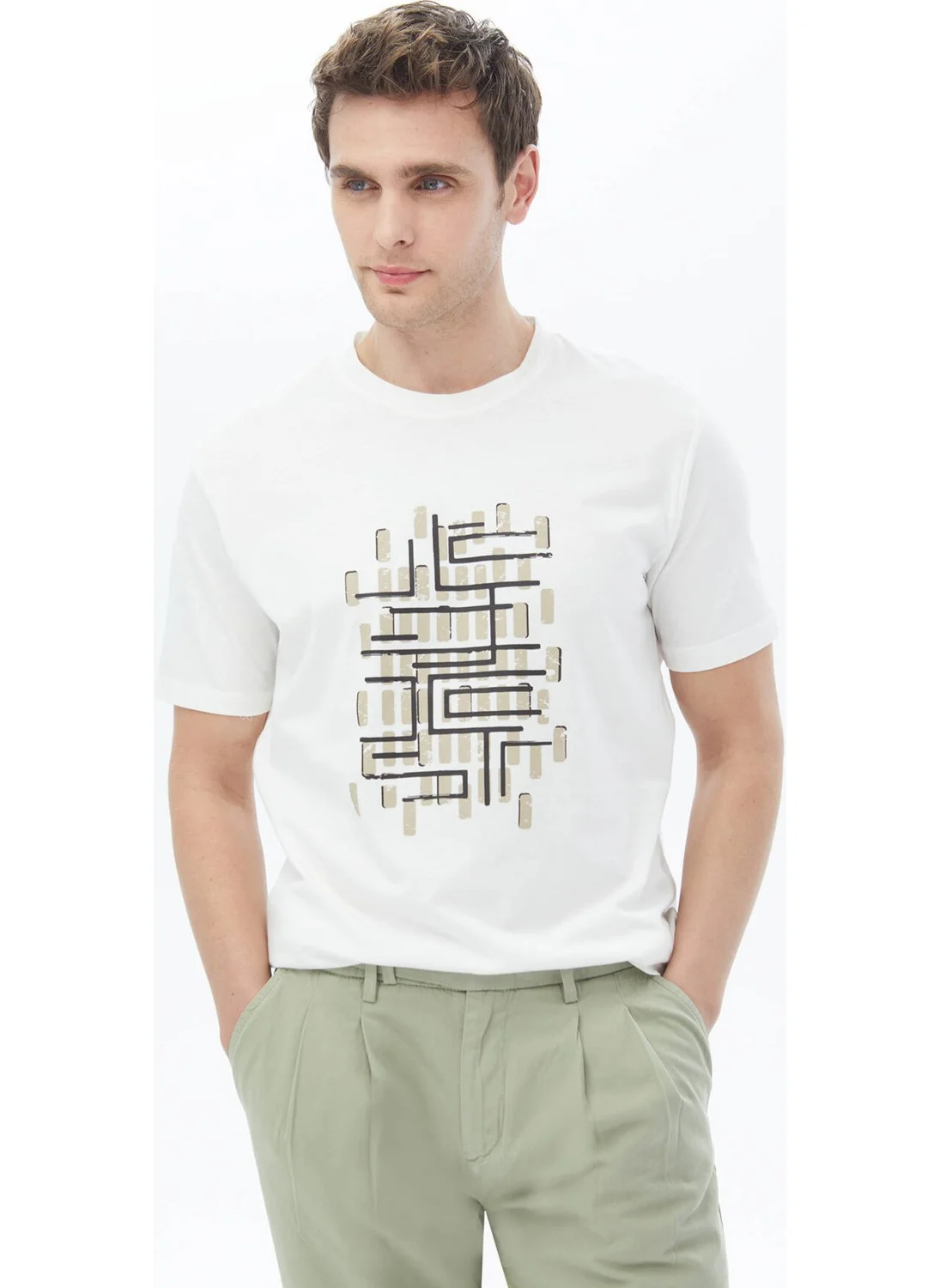 كيب Mink Printed Crew Neck Cotton T-Shirt