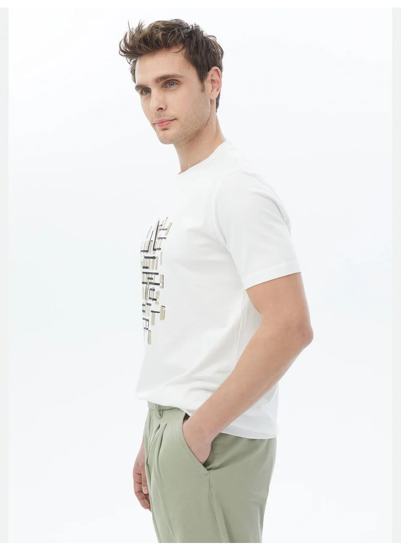 كيب Mink Printed Crew Neck Cotton T-Shirt