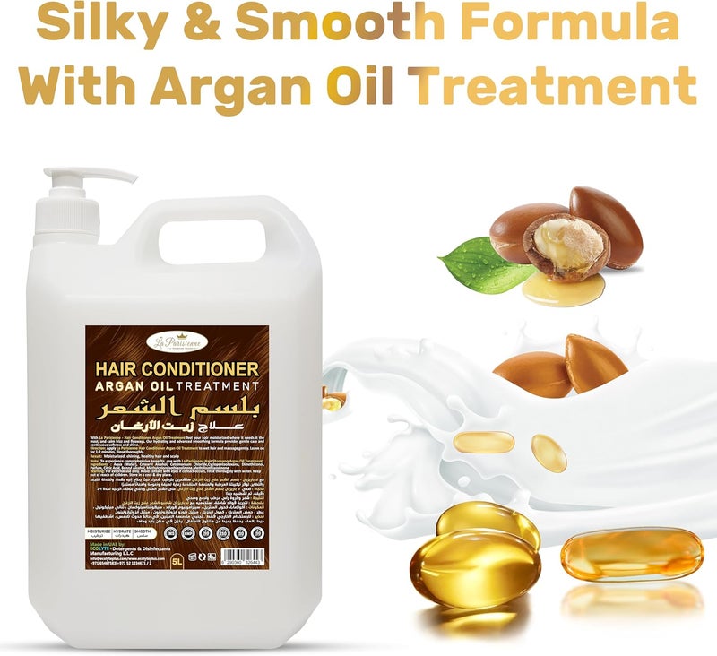 ECOLYTE+ La Parisienne Premium Luxury Conditioner with Argan Oil Treatment - 5 Liter for Smooth and Strong Hair - Image 3