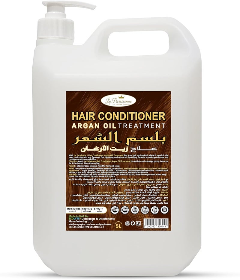ECOLYTE+ La Parisienne Premium Luxury Conditioner with Argan Oil Treatment - 5 Liter for Smooth and Strong Hair - Image 1