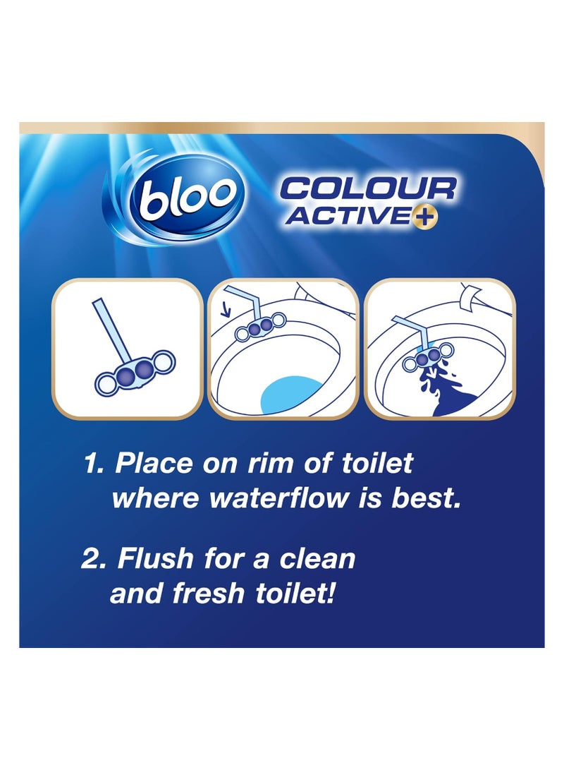 Bloo Colour Active Toilet Rim Block, Bleach Twin Pack – 2x50g Anti-Limescale & Blue Water Cleaner - Image 2