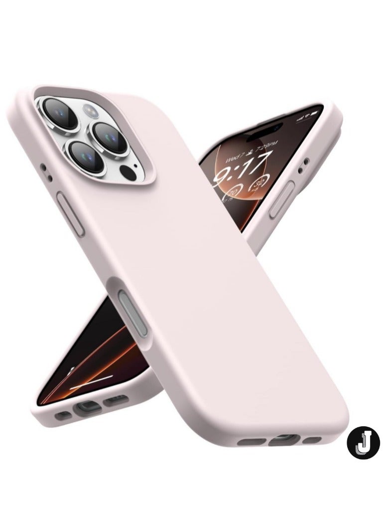 JAJEEK "Premium Soft Liquid Silicone Case for iPhone 16 Pro – Silky Soft Touch Full-Body Protective Bumper (Grey Pink)" - Image 1