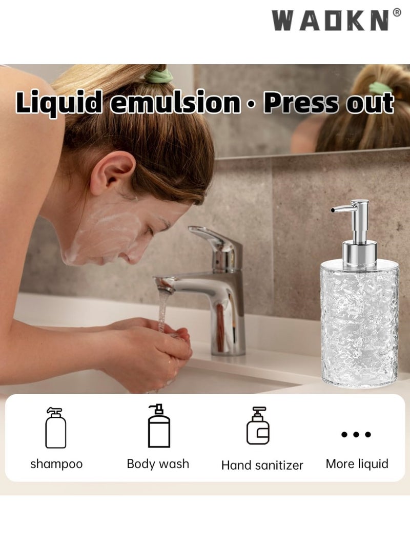 دبليو أيه أو كي أن موزع صابون رغوي، موزع صابون أطباق رغوي لحوض المطبخ، حاوية بلاستيكية قابلة لإعادة التعبئة للصابون السائل، زجاجات مضخة شفافة لصابون اليد وغسول الجسم - Image 5