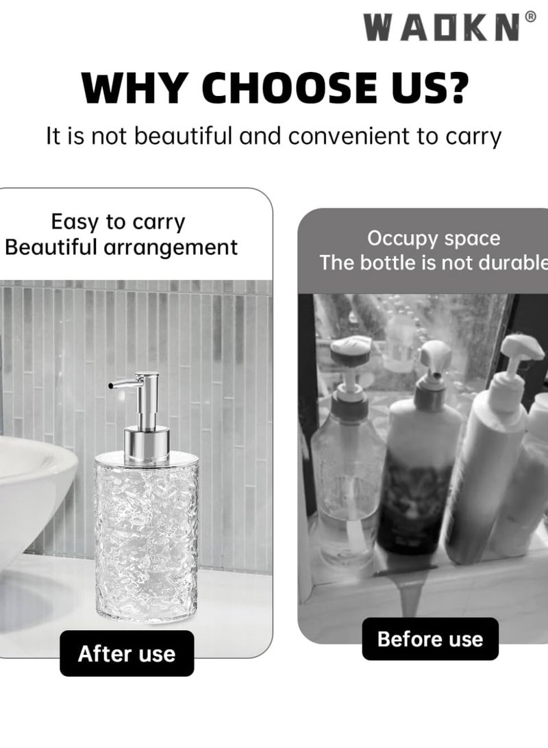 دبليو أيه أو كي أن موزع صابون رغوي، موزع صابون أطباق رغوي لحوض المطبخ، حاوية بلاستيكية قابلة لإعادة التعبئة للصابون السائل، زجاجات مضخة شفافة لصابون اليد وغسول الجسم - Image 4