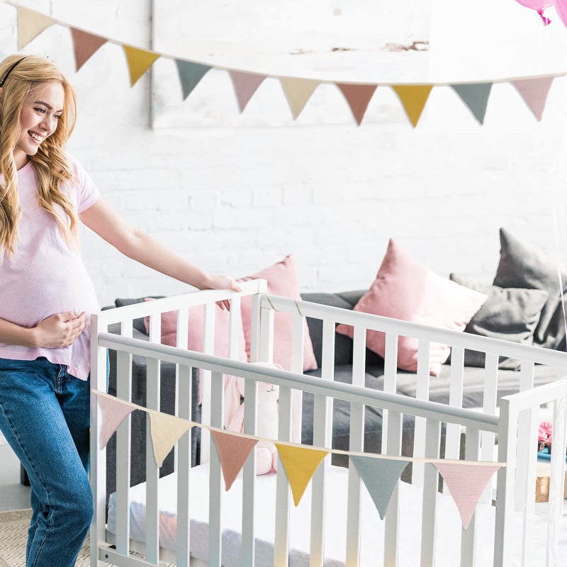 Oudain 15.5 ft Pennant Banner Flags  2 Pcs Nursery Garland Triangle Bunting Flag Baby Banner for Nursery Decor Baby Birthday Boho Wedding Shower Party Event  Each 7.75 ft(Rainbow Color) - Image 4