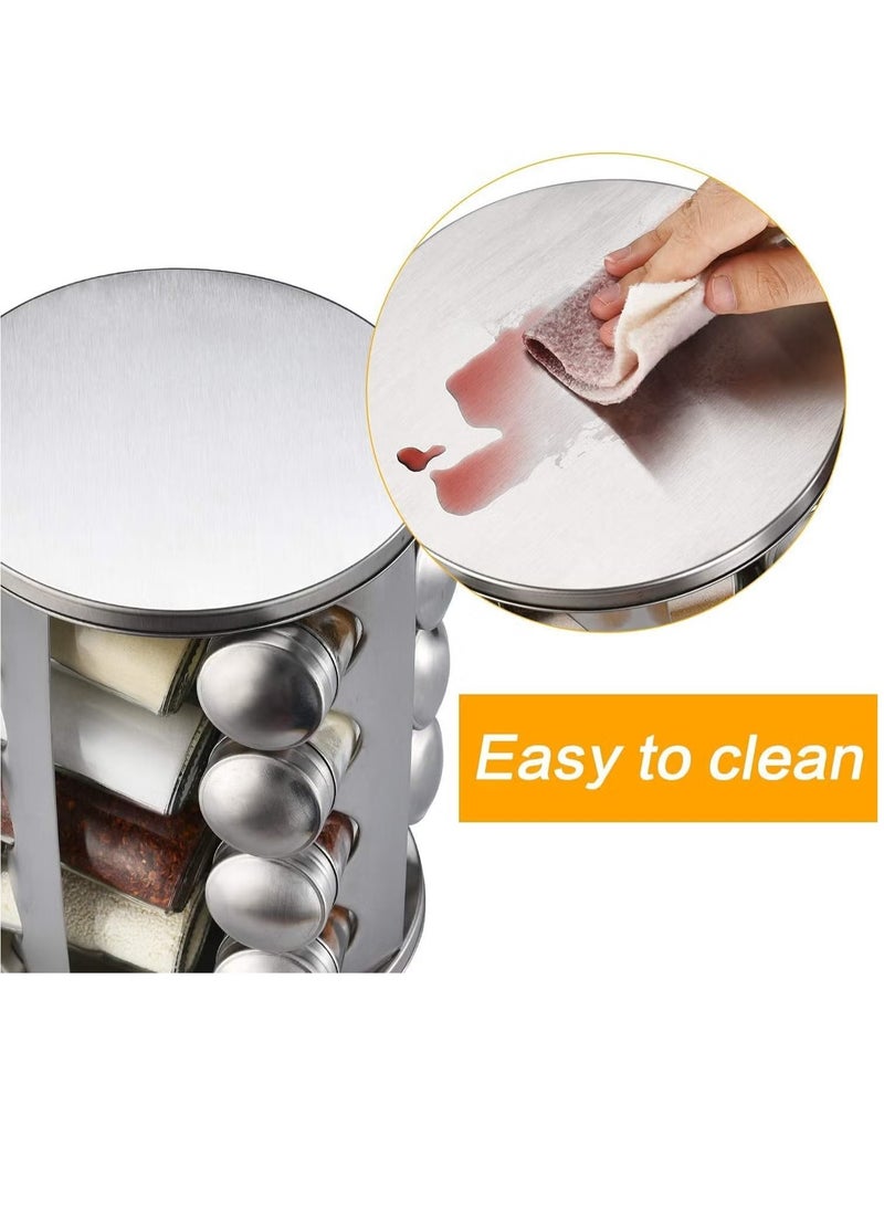 Generic - 12 Pieces Rotating Spice Jar Set Silver Spice Rack Organizer Revolving Spice Organizer, Spice Carousel Tower for Kitchen - Image 1