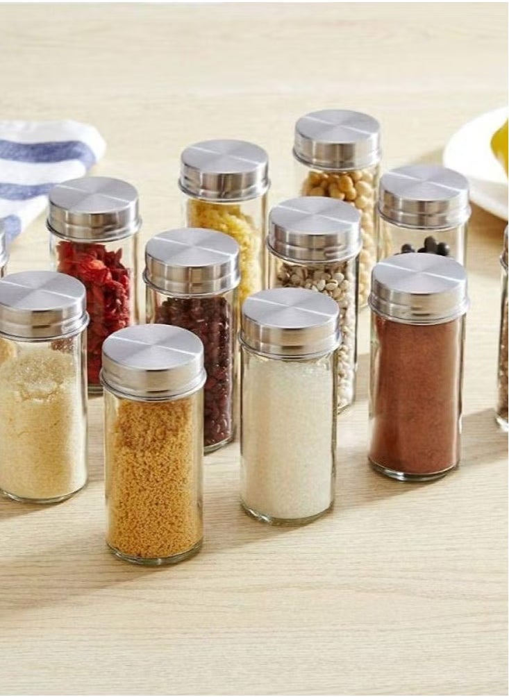 Generic - 12 Pieces Rotating Spice Jar Set Silver Spice Rack Organizer Revolving Spice Organizer, Spice Carousel Tower for Kitchen - Image 1