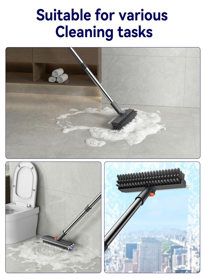 HelpX Small Floor Scrub Brush with Length Adjustable Long Handle, 3 in 1 Heavy-Duty Stiff Bristle Scrubber Brush with Squeegee and Tweezer for Cleaning Bathroom, Tile, Deck, Patio, Garage and Kitchen - Image 3